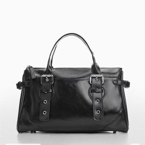 Mango Bag with double handle and buckle in black NWT